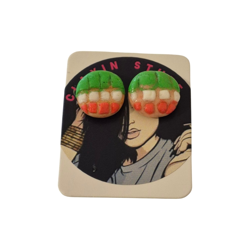 Concha Mexican Sweet Bread Vibrant Stud Earrings
